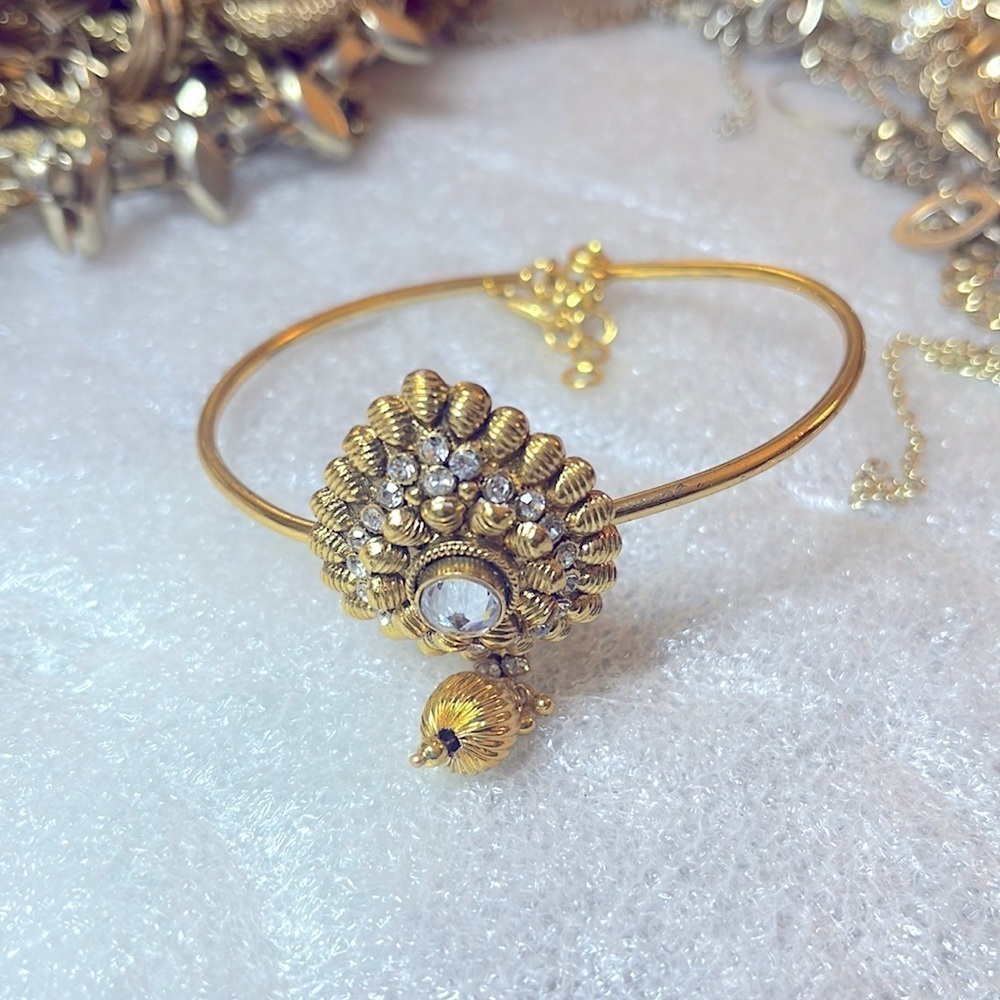 Gold Tone Bejeweled Armlet Bangle